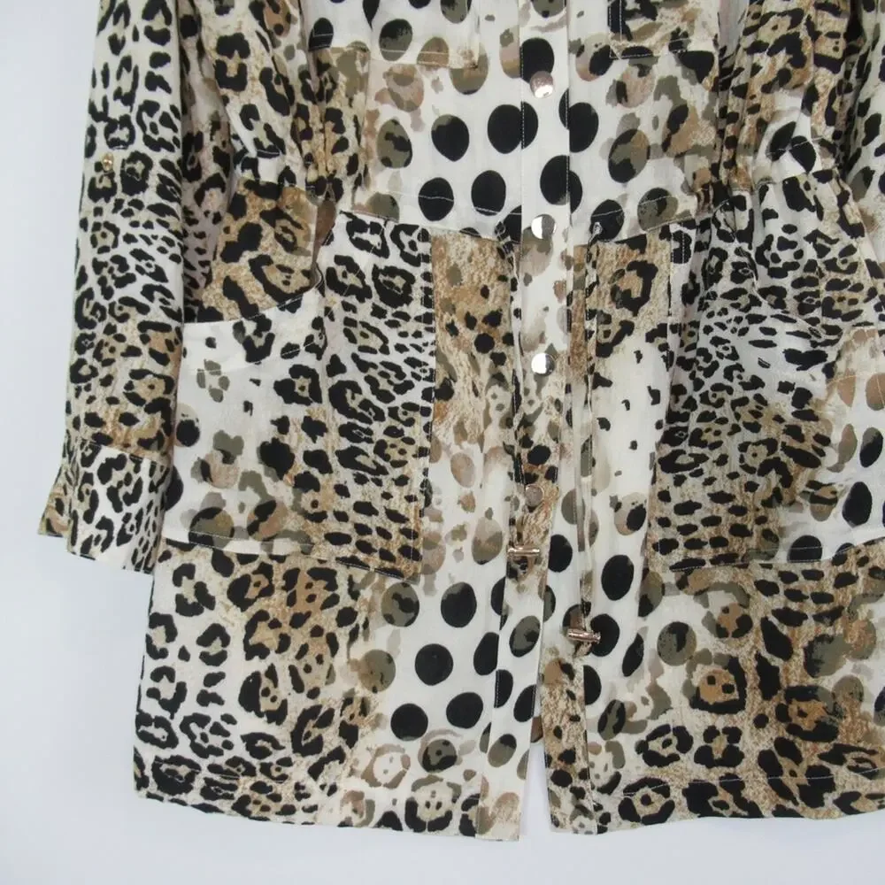 CHICO’S 0 Leopard Animal Print Collared Button Front Jacket Women’s Size Small